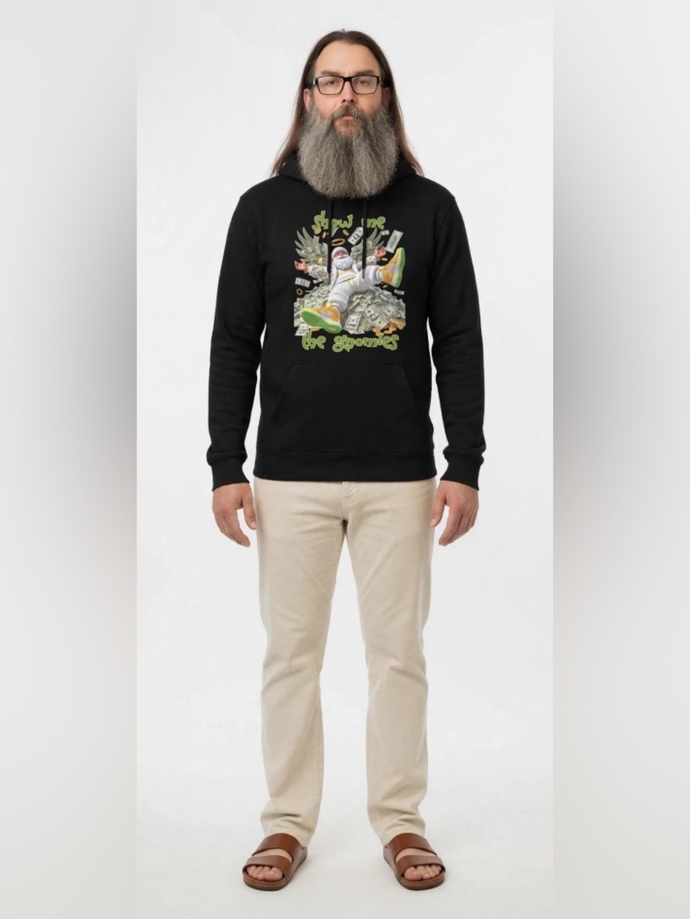 “Lucky Loot Leap” Black Graphic Hoodie